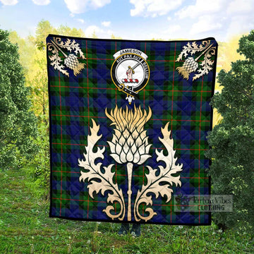 Jamieson Tartan Quilt with Family Crest and Golden Thistle Style