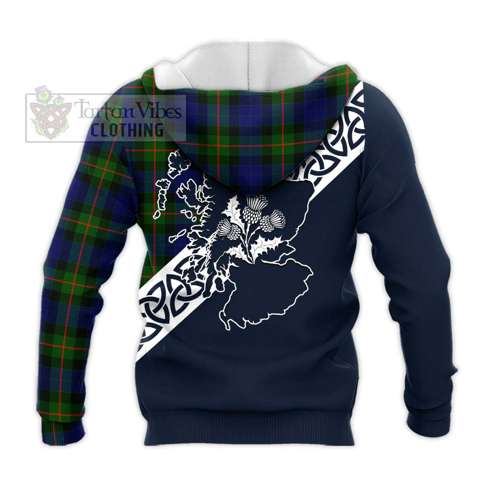 Tartan Vibes Clothing Jamieson Tartan Knitted Hoodie Featuring Thistle and Scotland Map