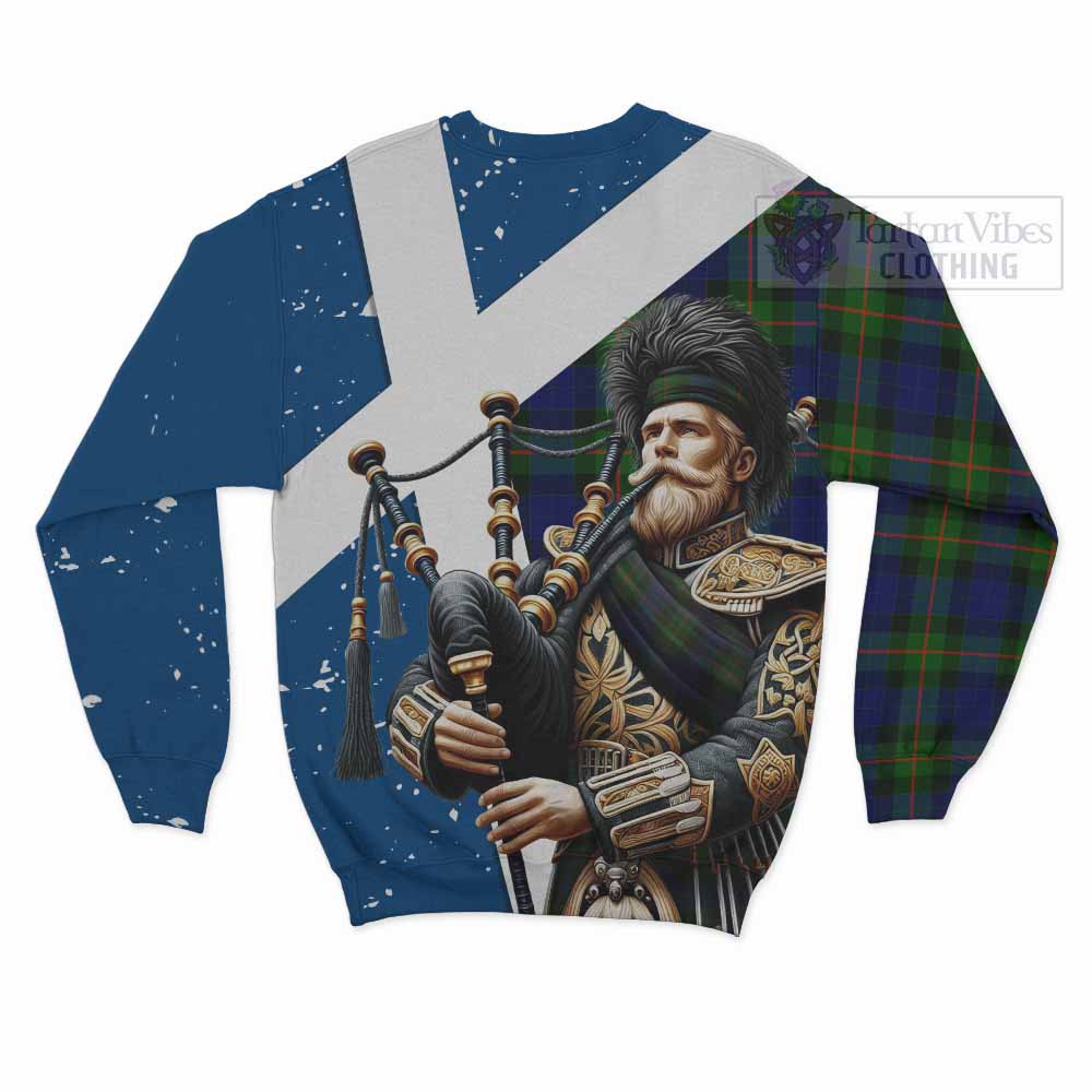 Tartan Vibes Clothing Jamieson Tartan Sweatshirt with Family Crest Scottish Bagpiper Vibes