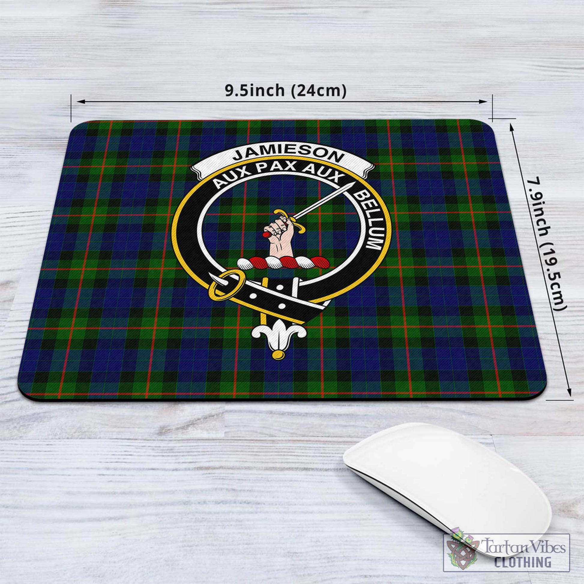 Tartan Vibes Clothing Jamieson Tartan Mouse Pad with Family Crest