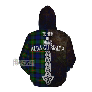 Jamieson Tartan Family Crest Cotton Hoodie Alba Gu Brath Be Brave Lion Ancient Style Pullover Hoodie - Tartan Vibes Clothing