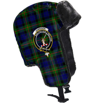 Jamieson Tartan Winter Trapper Hat with Family Crest - Tartan Vibes Clothing