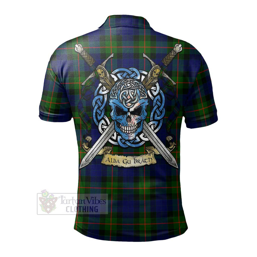 Tartan Vibes Clothing Jamieson Tartan Polo Shirt with Family Crest Celtic Skull Style