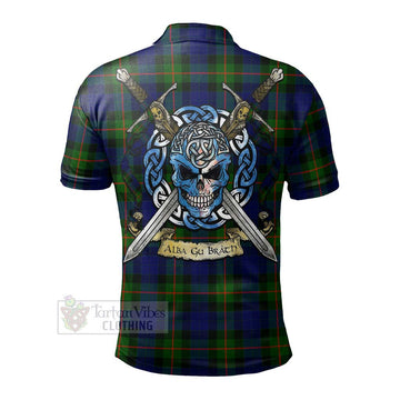 Jamieson Tartan Polo Shirt with Family Crest Celtic Skull Style