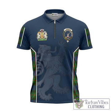 Jamieson Tartan Zipper Polo Shirt with Family Crest and Lion Rampant Vibes Sport Style