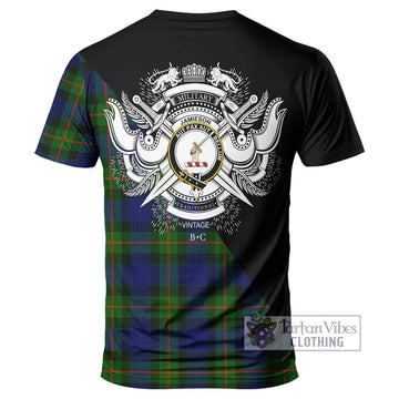 Jamieson Tartan T-Shirt with Family Crest and Military Logo Style