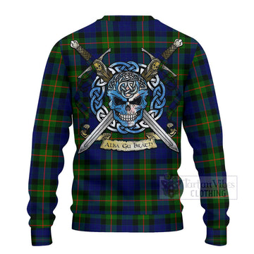 Jamieson Tartan Ugly Sweater with Family Crest Celtic Skull Style