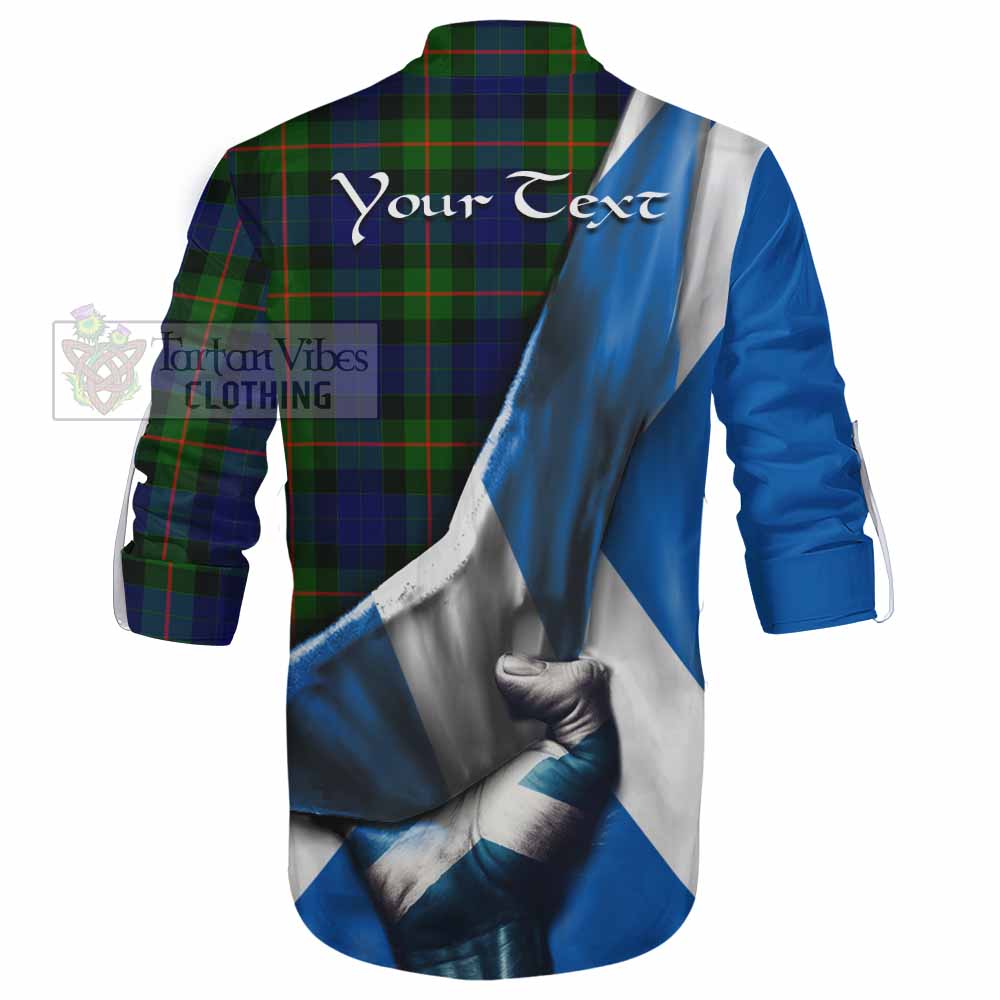 Tartan Vibes Clothing Jamieson Tartan Ghillie Kilt Shirt with Family Crest Scotland Patriotic Style