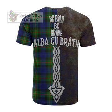 Jamieson Tartan Family Crest Cotton T-shirt Alba Gu Brath Be Brave Lion Ancient Style - Tartan Vibes Clothing