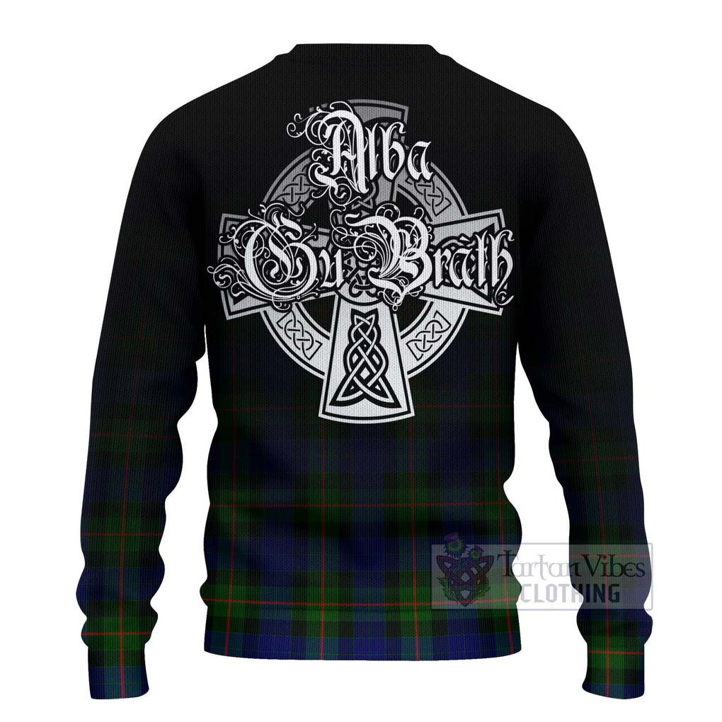 Tartan Vibes Clothing Jamieson Tartan Knitted Sweater Featuring Alba Gu Brath Family Crest Celtic Inspired