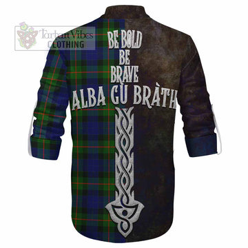 Jamieson Tartan Family Crest Ghillie Kilt Shirt Alba Gu Brath Be Brave Lion Ancient Style - Tartan Vibes Clothing