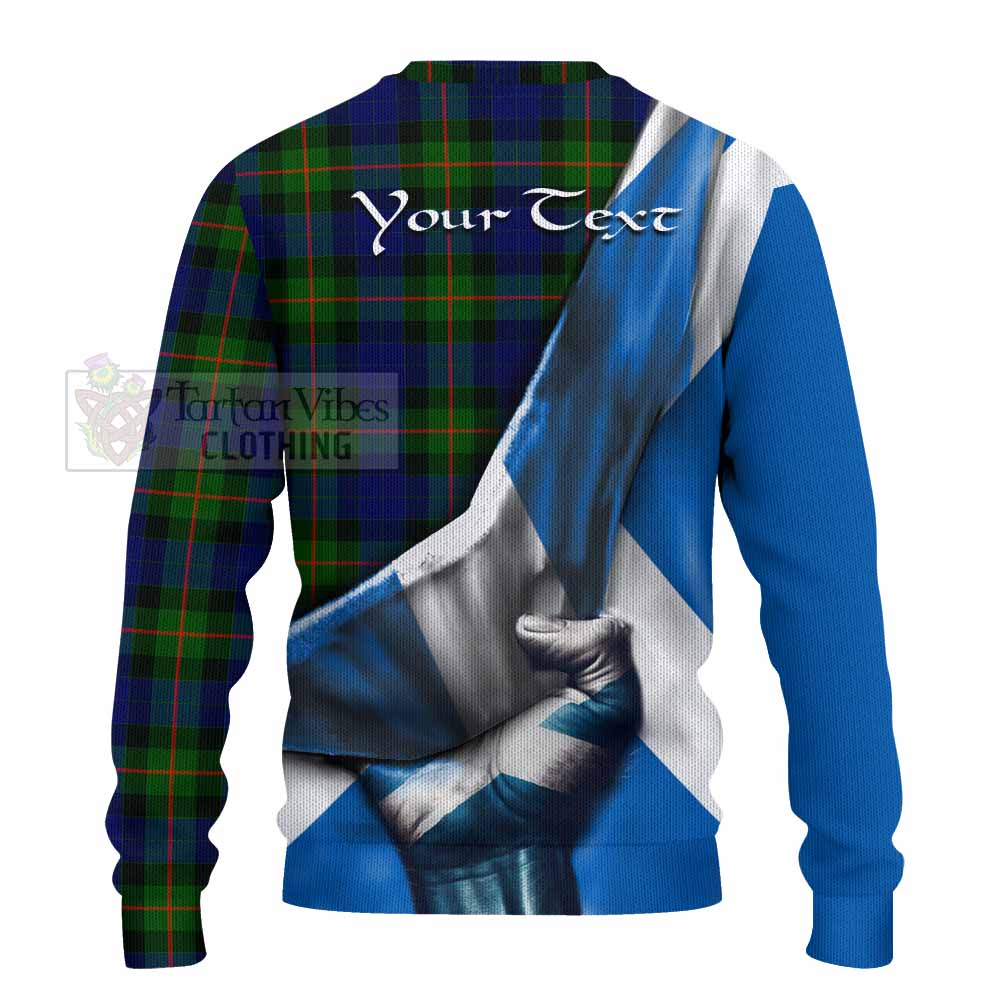 Tartan Vibes Clothing Jamieson Tartan Knitted Sweater with Family Crest Scotland Patriotic Style