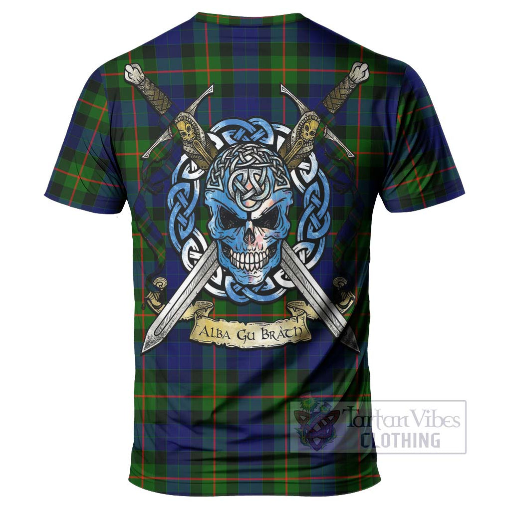 Tartan Vibes Clothing Jamieson Tartan T-Shirt with Family Crest Celtic Skull Style