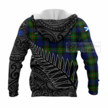 Jamieson Crest Tartan Knitted Hoodie with New Zealand Silver Fern Half Style