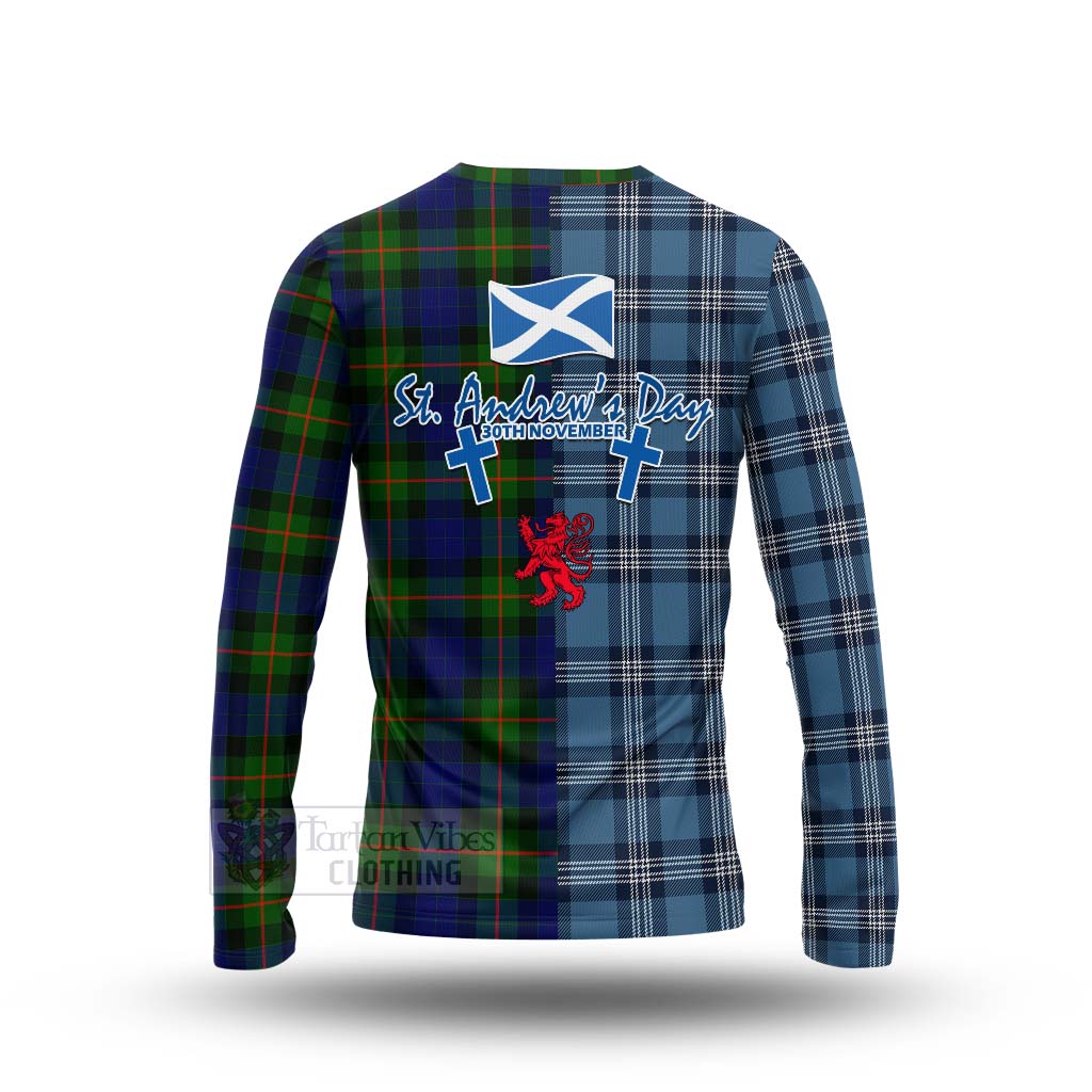 Tartan Vibes Clothing Jamieson Tartan Long Sleeve T-Shirt Happy St. Andrew's Day Half Tartan Style