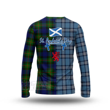 Jamieson Tartan Long Sleeve T-Shirt Happy St. Andrew's Day Half Tartan Style