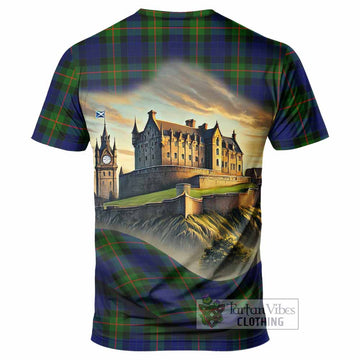 Jamieson Tartan Family Crest T-Shirt with Scottish Ancient Castle Style - Tartan Vibes Clothing