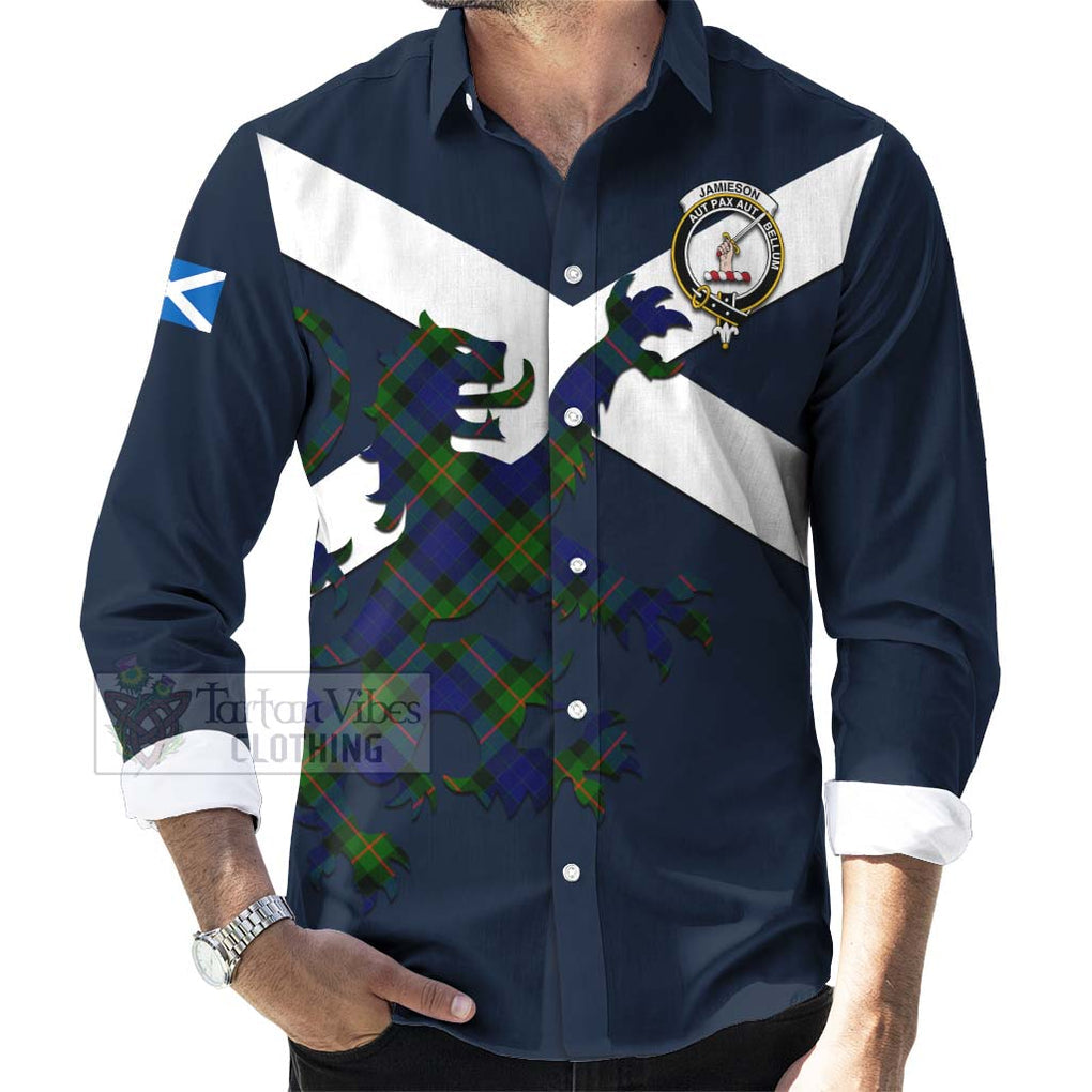 Tartan Vibes Clothing Jamieson Tartan Lion Rampant Long Sleeve Button Shirt – Proudly Display Your Heritage with Alba Gu Brath and Clan Name