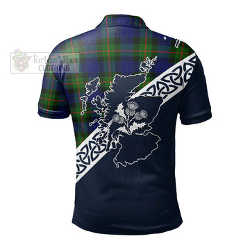 Jamieson Tartan Polo Shirt Featuring Thistle and Scotland Map