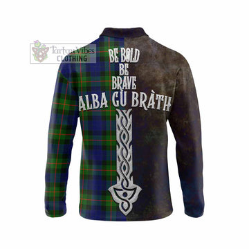 Jamieson Tartan Family Crest Long Sleeve Polo Shirt Alba Gu Brath Be Brave Lion Ancient Style - Tartan Vibes Clothing