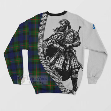 Jamieson Tartan Clan Crest Sweatshirt with Highlander Warrior Celtic Style