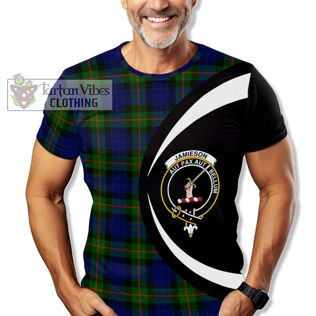 Tartan Vibes Clothing Jamieson Tartan T-Shirt with Family Crest Circle Style