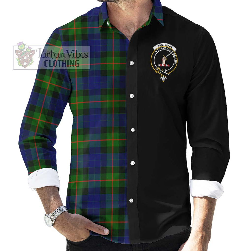 Jamieson Tartan Long Sleeve Button Shirt with Family Crest and Half Of Me Style - Tartanvibesclothing Shop