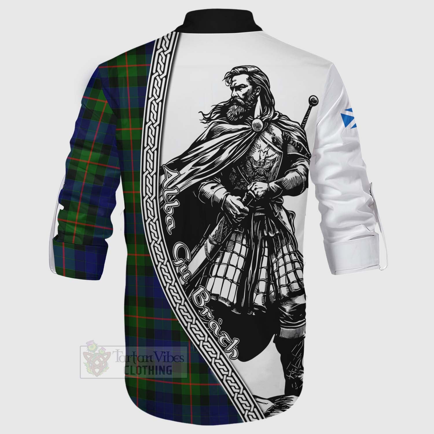 Tartan Vibes Clothing Jamieson Tartan Clan Crest Ghillie Kilt Shirt with Highlander Warrior Celtic Style