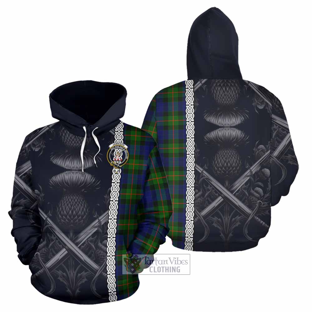 Tartan Vibes Clothing Jamieson Tartan Hoodie with Family Crest Cross Sword Thistle Celtic Vibes