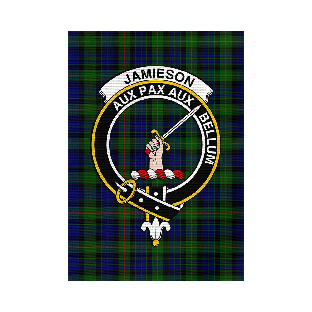 jamieson-tartan-flag-with-family-crest