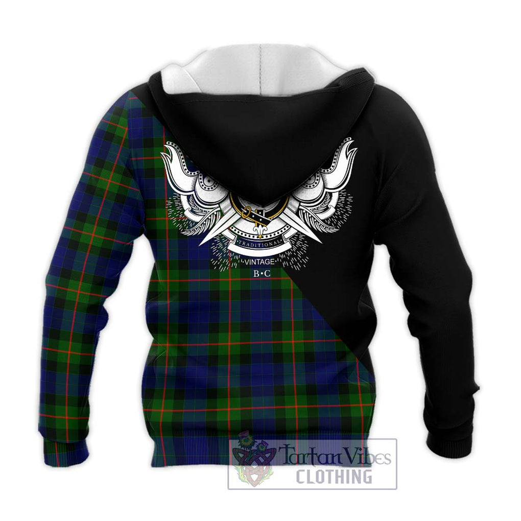 Jamieson Tartan Knitted Hoodie with Family Crest and Military Logo Style - Tartanvibesclothing Shop