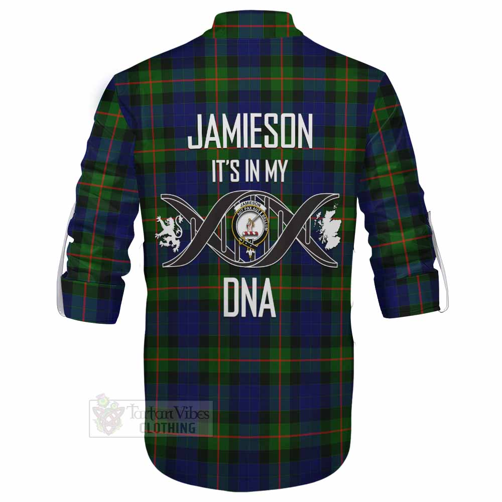 Tartan Vibes Clothing Jamieson Tartan Ghillie Kilt Shirt with Family Crest DNA In Me Style