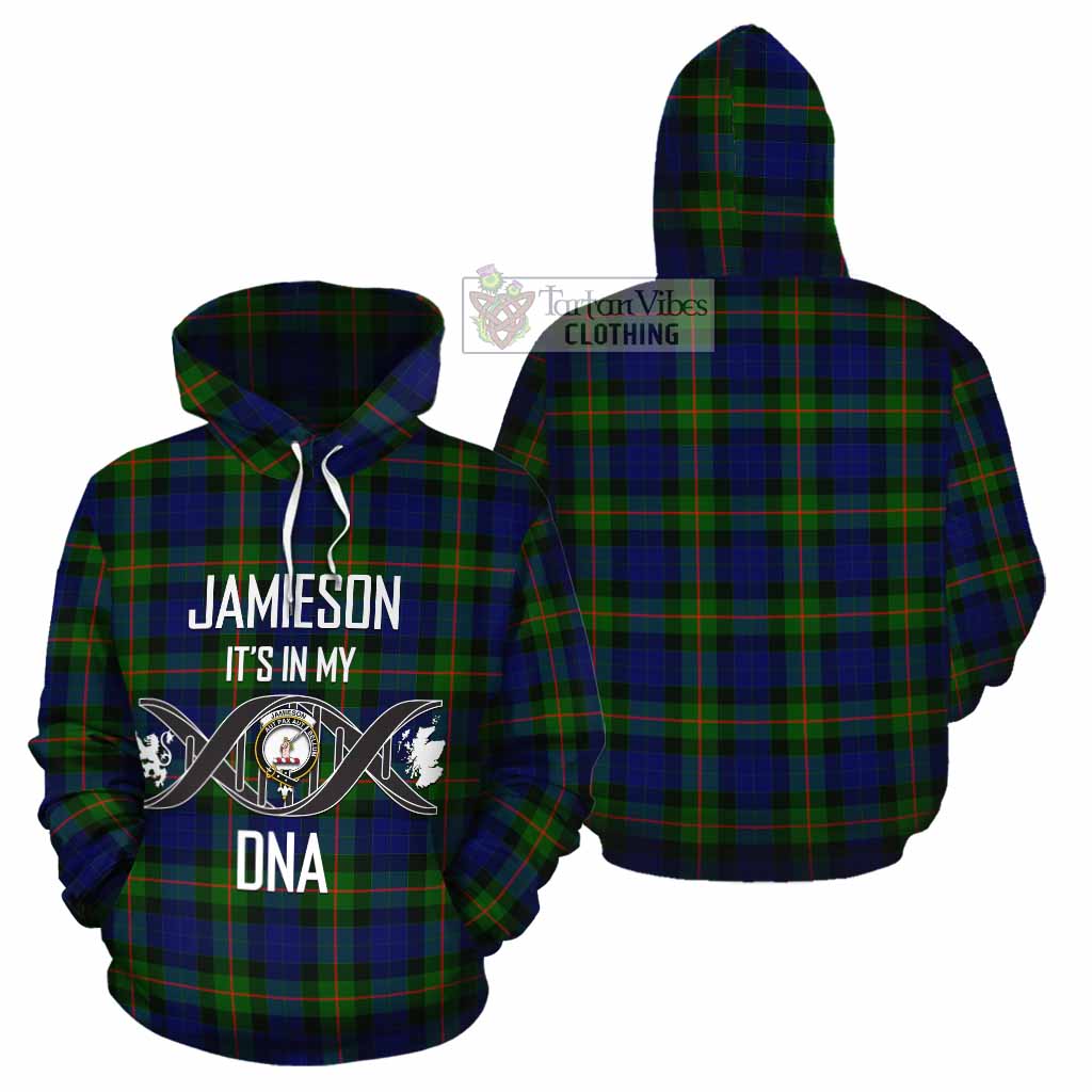 Tartan Vibes Clothing Jamieson Tartan Cotton Hoodie with Family Crest DNA In Me Style