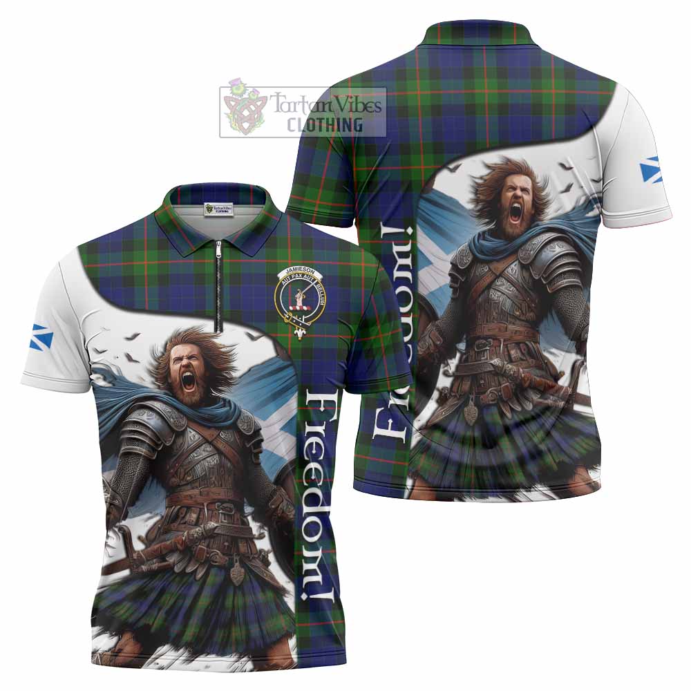 Tartan Vibes Clothing Jamieson Crest Tartan Zipper Polo Shirt Inspired by the Freedom of Scottish Warrior