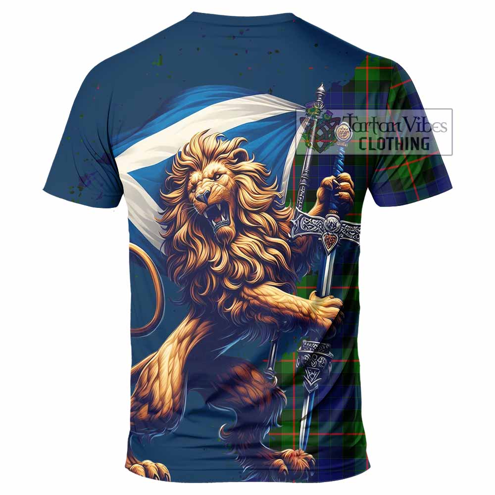 Tartan Vibes Clothing Jamieson Tartan Family Crest T-Shirt with Scottish Majestic Lion