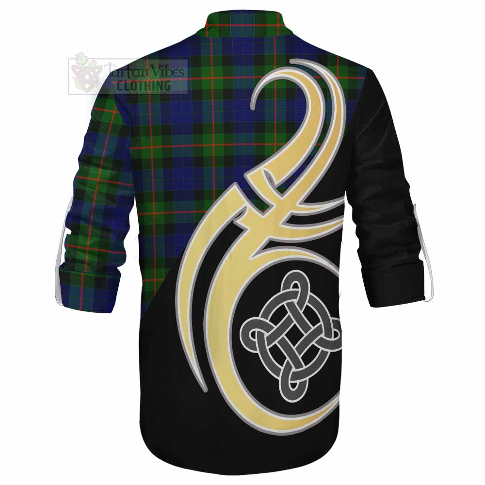 Tartan Vibes Clothing Jamieson Tartan Ghillie Kilt Shirt with Family Crest and Celtic Symbol Style