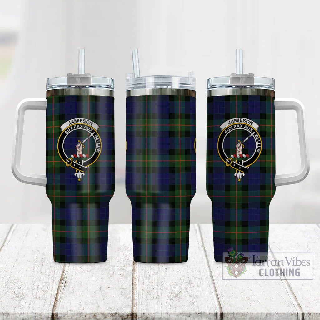 Tartan Vibes Clothing Jamieson Tartan and Family Crest Tumbler with Handle