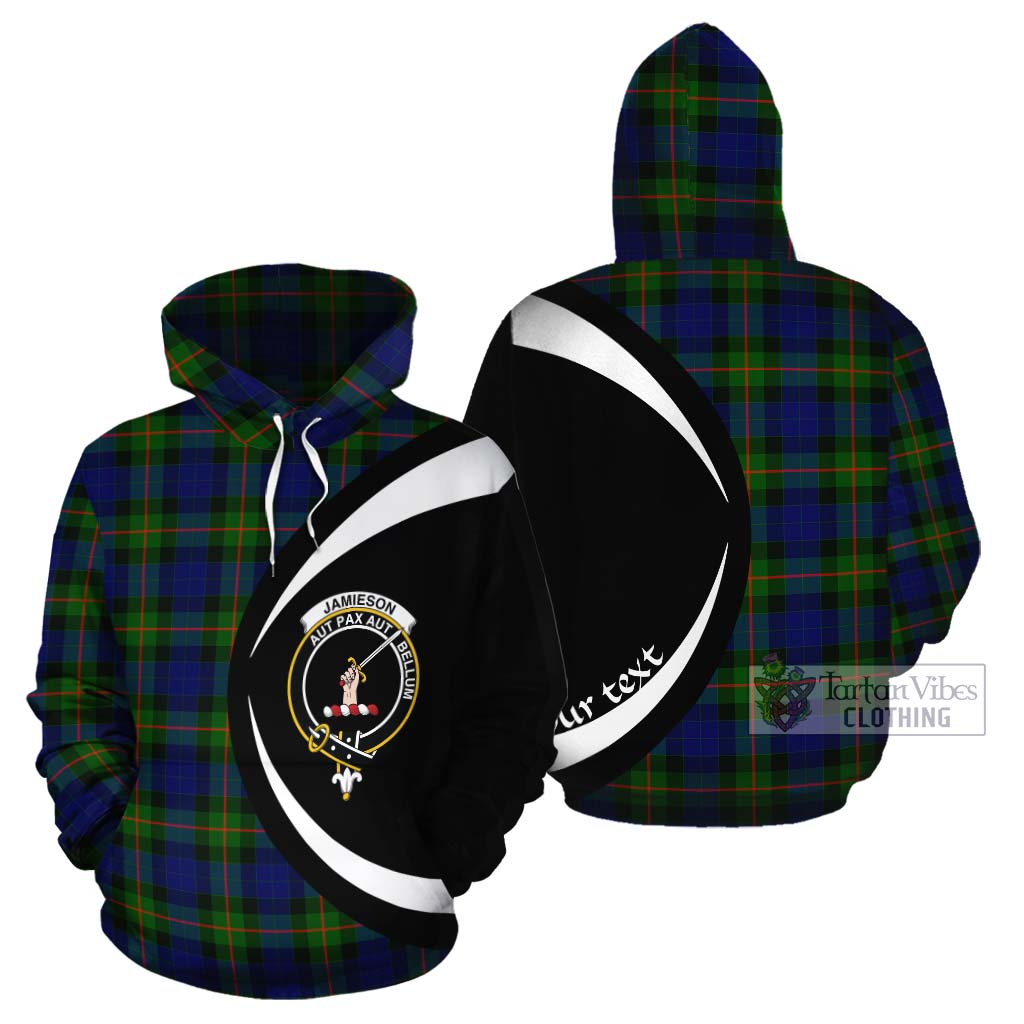 Tartan Vibes Clothing Jamieson Tartan Cotton Hoodie with Family Crest Circle Style