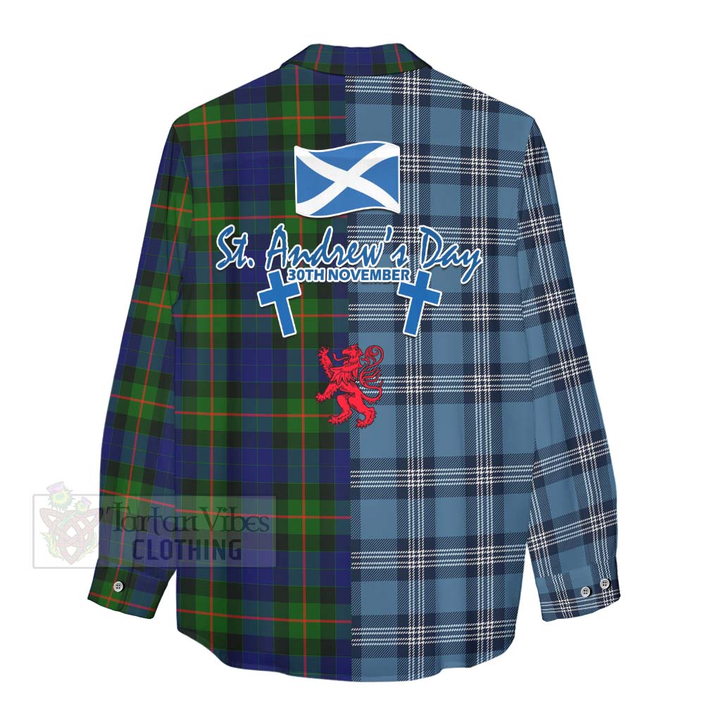 Tartan Vibes Clothing Jamieson Tartan Women's Casual Shirt Happy St. Andrew's Day Half Tartan Style