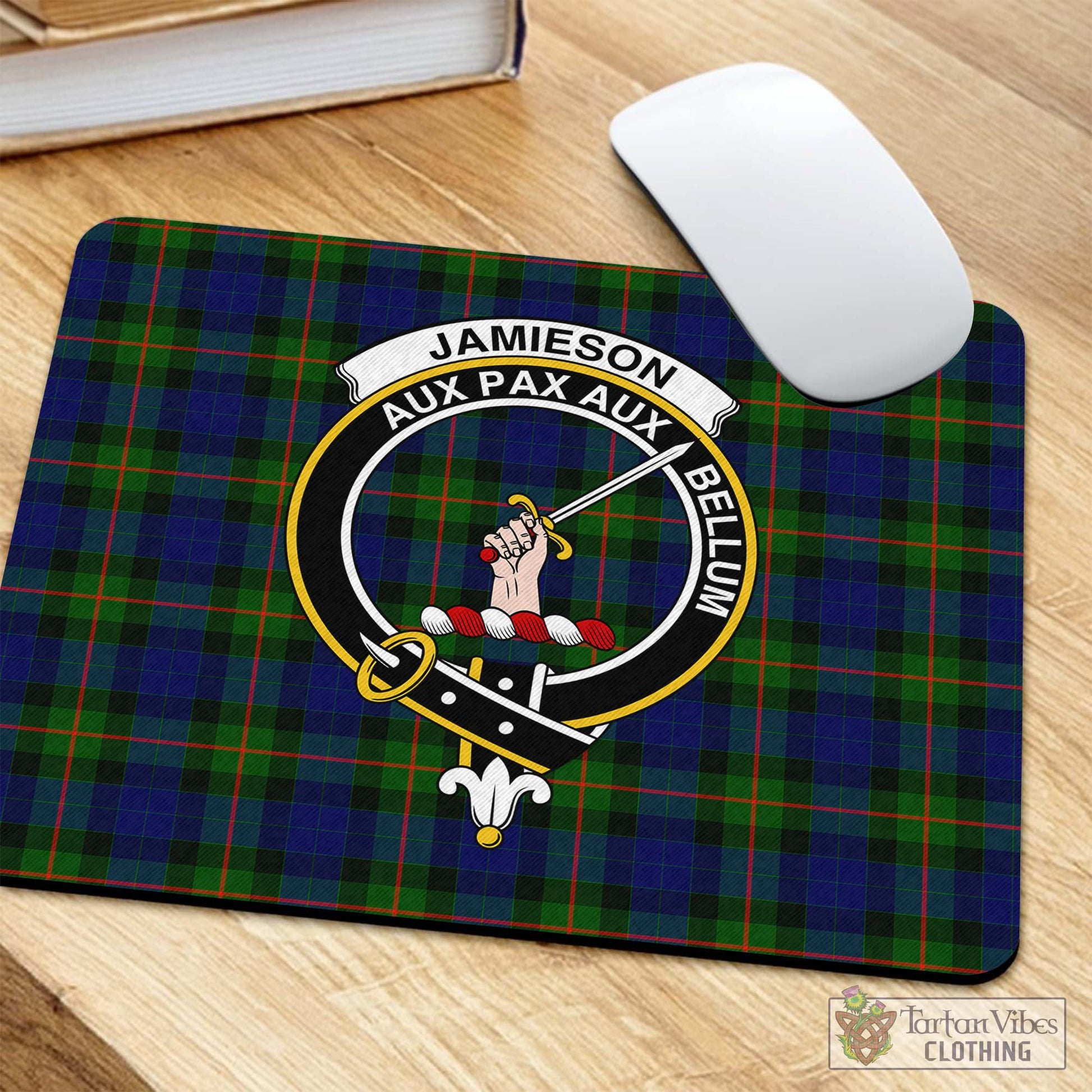 Tartan Vibes Clothing Jamieson Tartan Mouse Pad with Family Crest