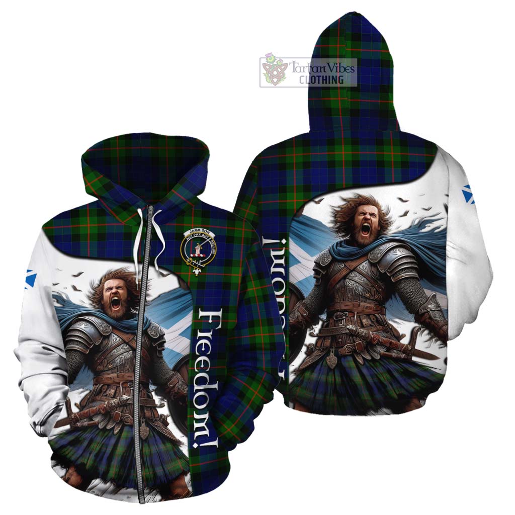 Tartan Vibes Clothing Jamieson Crest Tartan Cotton Hoodie Inspired by the Freedom of Scottish Warrior