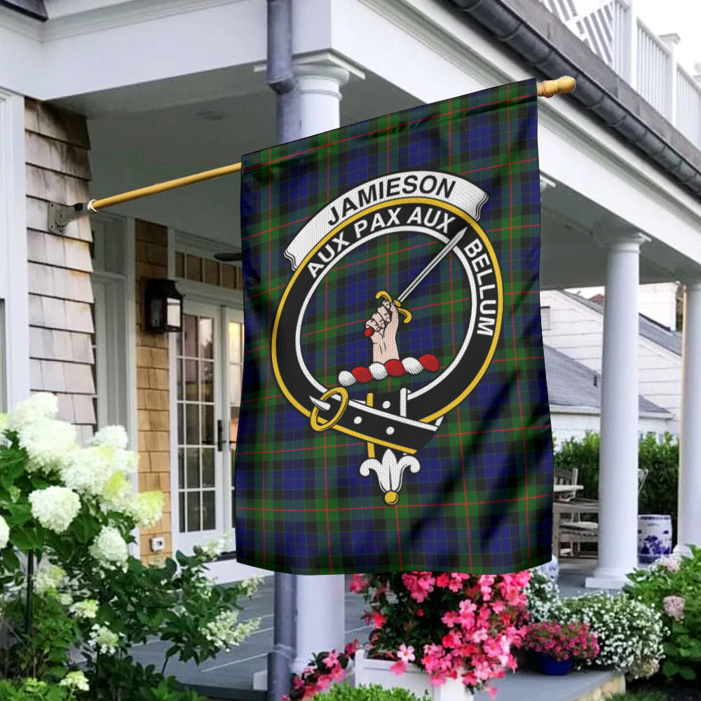 jamieson-tartan-flag-with-family-crest