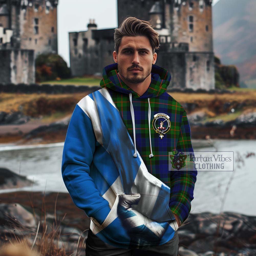 Tartan Vibes Clothing Jamieson Tartan Cotton Hoodie with Family Crest Scotland Patriotic Style