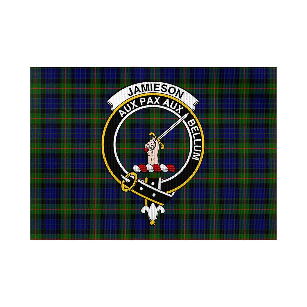 jamieson-tartan-flag-with-family-crest