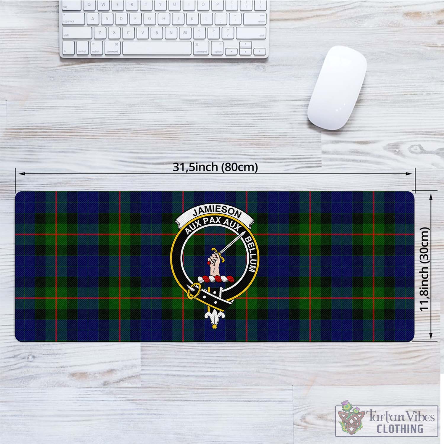 Tartan Vibes Clothing Jamieson Tartan Mouse Pad with Family Crest