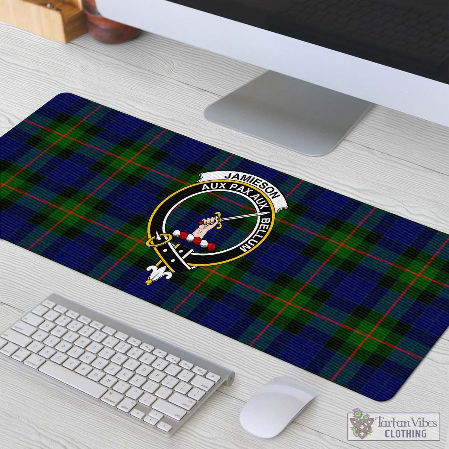 Tartan Vibes Clothing Jamieson Tartan Mouse Pad with Family Crest