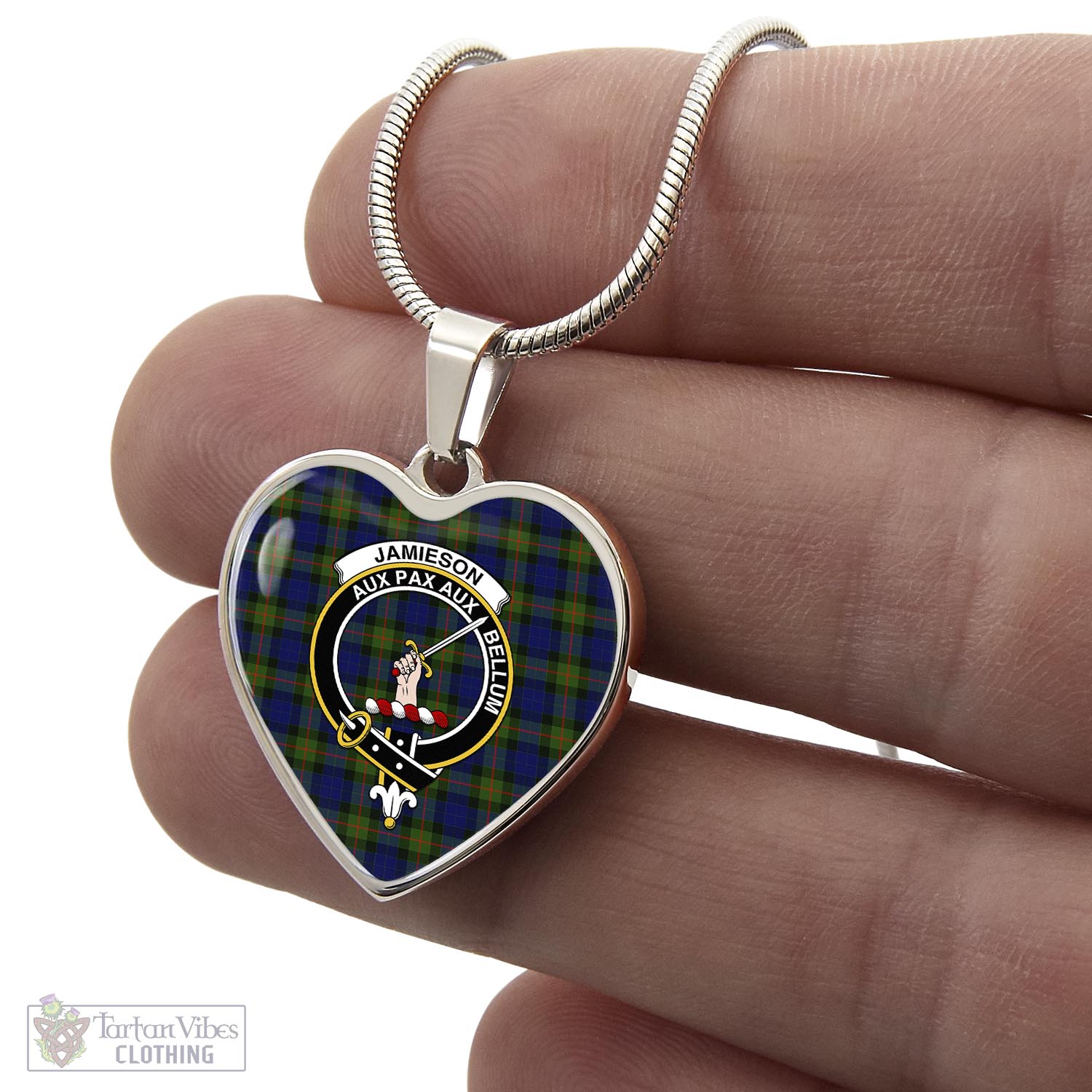 Tartan Vibes Clothing Jamieson Tartan Heart Necklace with Family Crest