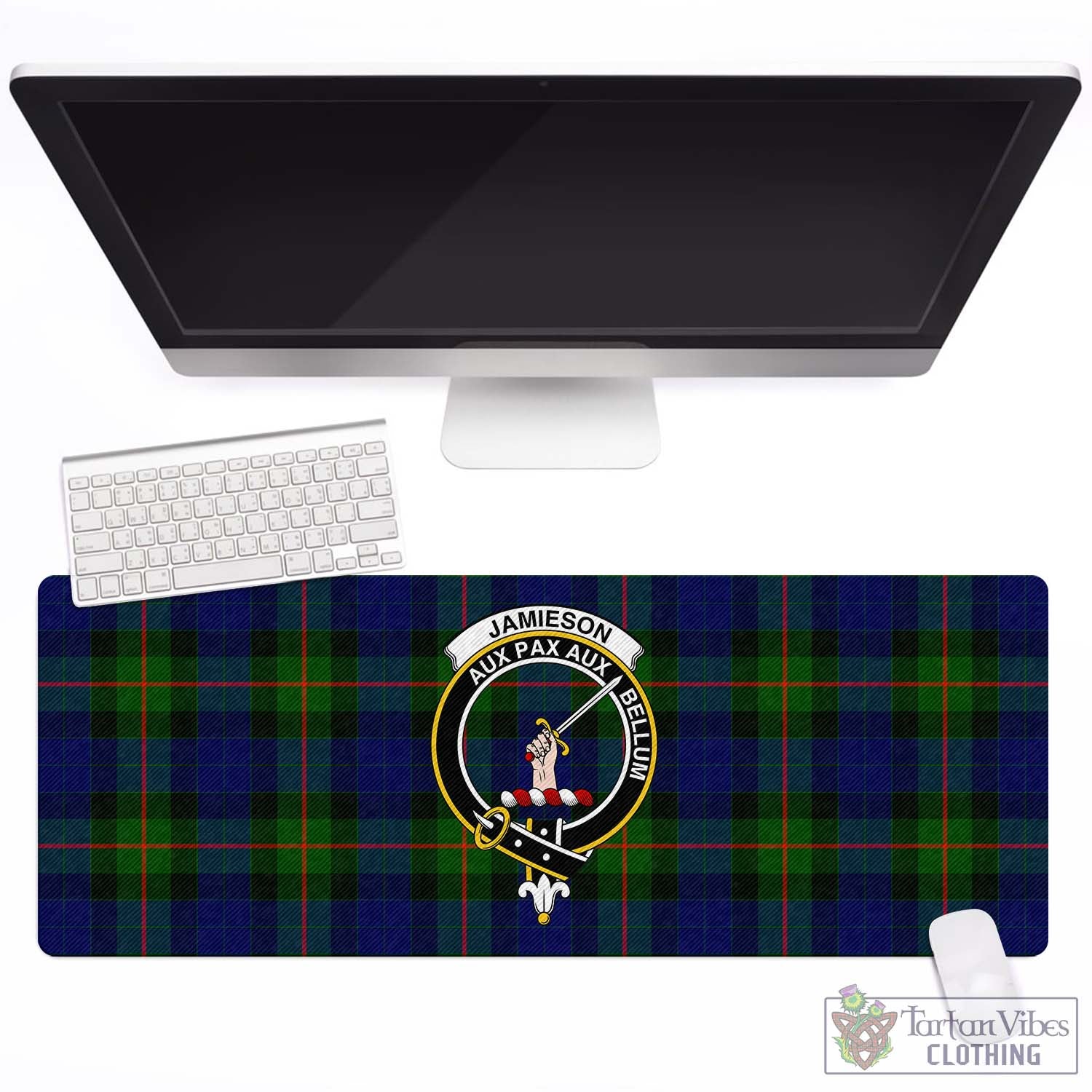 Tartan Vibes Clothing Jamieson Tartan Mouse Pad with Family Crest