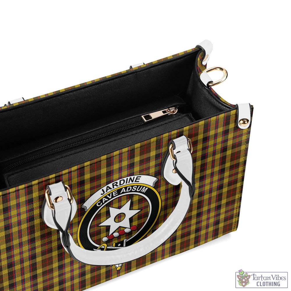 Tartan Vibes Clothing Jardine Tartan Luxury Leather Handbags with Family Crest