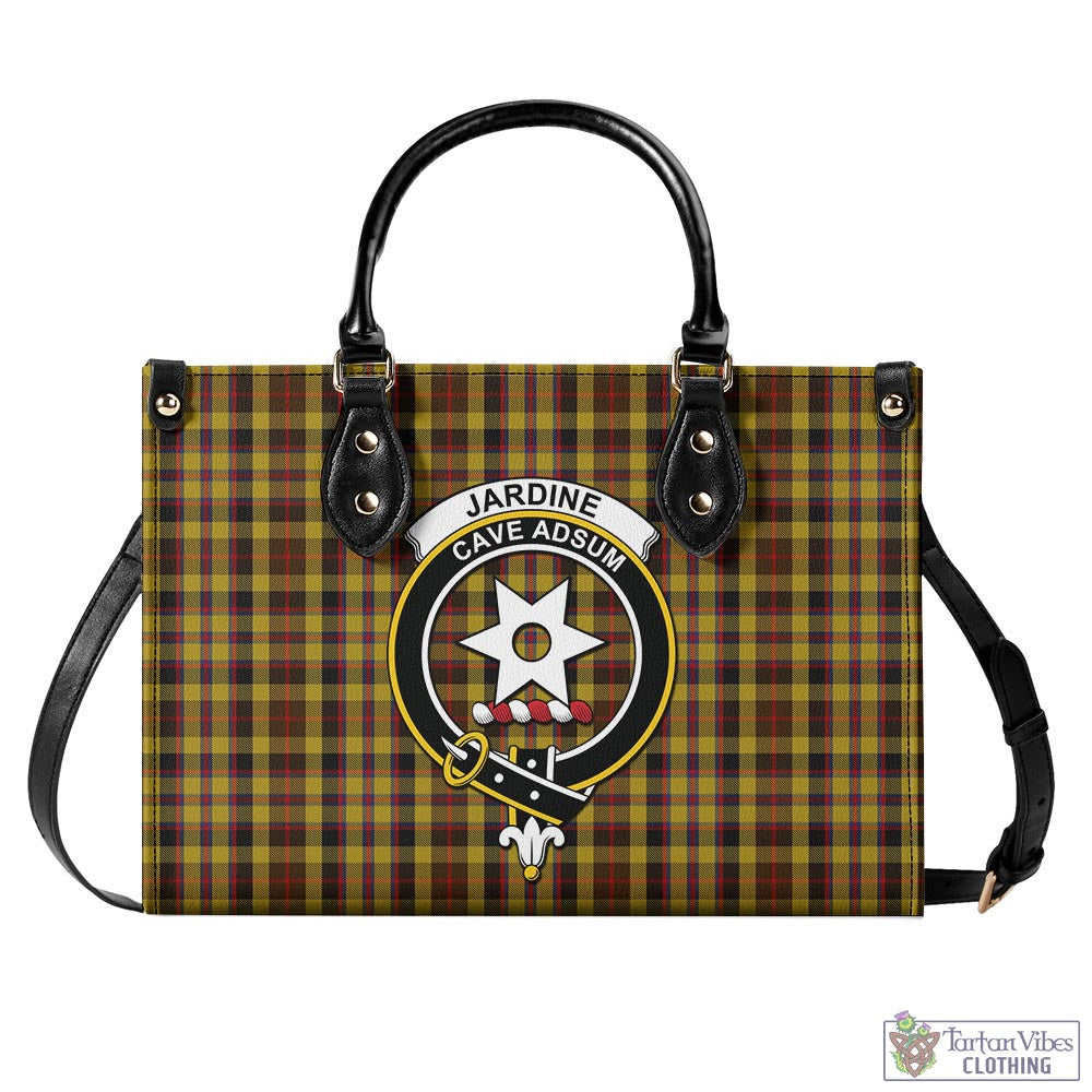 Tartan Vibes Clothing Jardine Tartan Luxury Leather Handbags with Family Crest